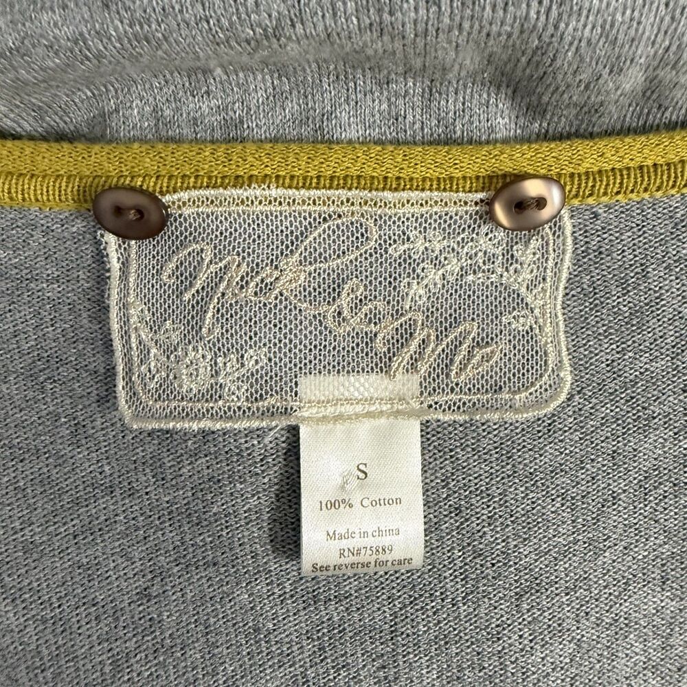 Nick & Mo Women's Small Gray Appliquéd Flowers Cotton Duster Cardigan Sweater - Picture 4 of 5